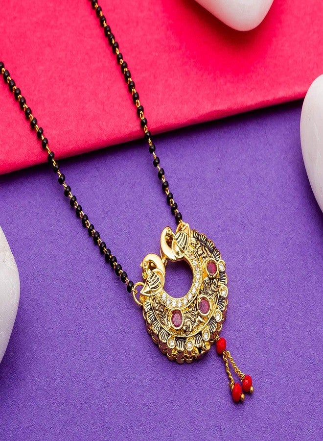 Aadita Daily Mangalsutra Gold Plated and American Diamond Mangalsutra for Women (Golden) (DT2059MS) - Image 3