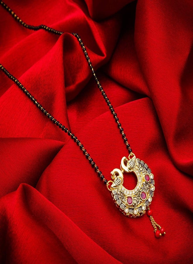 Aadita Daily Mangalsutra Gold Plated and American Diamond Mangalsutra for Women (Golden) (DT2059MS) - Image 2