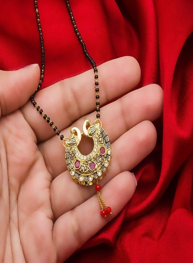 Aadita Daily Mangalsutra Gold Plated and American Diamond Mangalsutra for Women (Golden) (DT2059MS) - Image 4