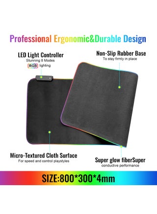 لوحة ماوس الألعاب RGB كبيرة للغاية وناعمة LED ممتدة - view 3