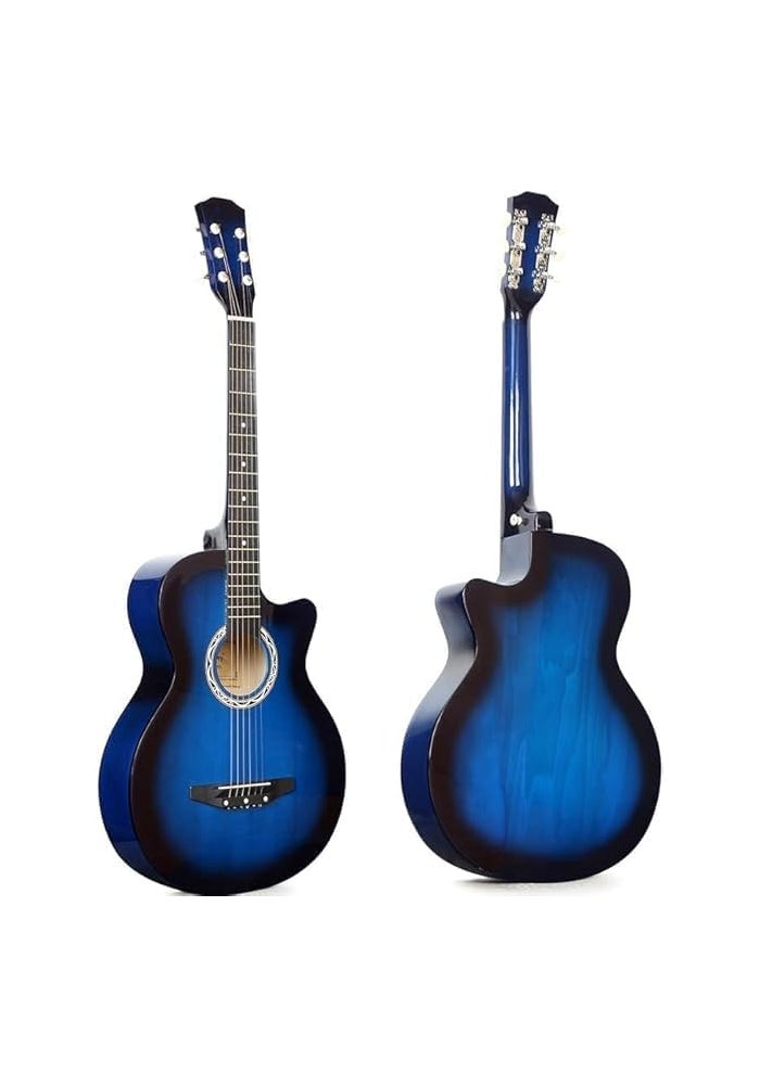 MegArya 38 Inch Blue Acoustic Guitar - Image 1