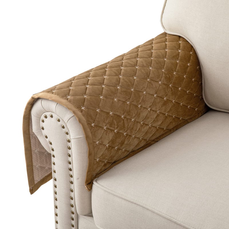 Eismodra Armrest CoversCouch CoverSofa CoverBackrest CoversAntiSlip Armchair Slipcovers for Dogs Cats Pet Loveseat Recliner Leather L ShapedCoffee 28 x 28 Inches Only 1 Piece