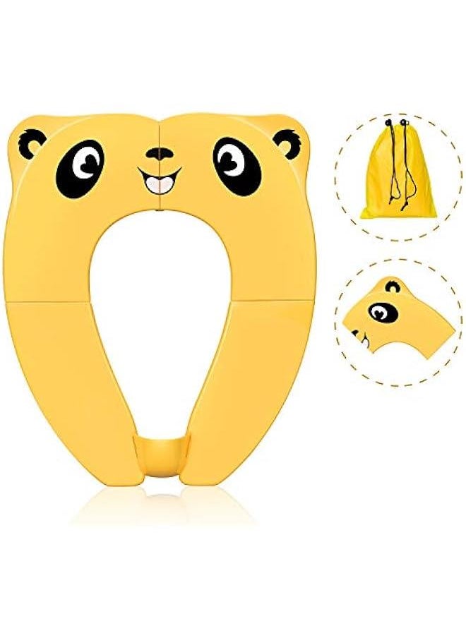 MIXDE Travel Potties,Toddler Potty Seat Cover Travel Portable Potty Seat for Kids Non-Slip Foldable Toilet Seat Pad with Carry Bag & Splash Guard Yellow  - Image 1