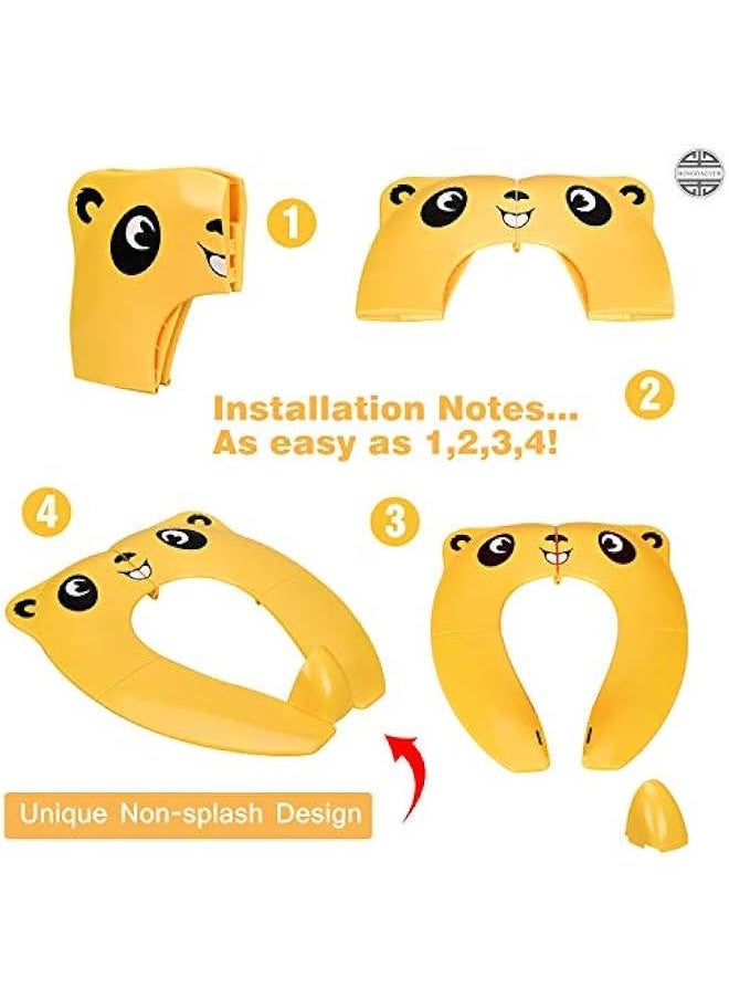 MIXDE Travel Potties,Toddler Potty Seat Cover Travel Portable Potty Seat for Kids Non-Slip Foldable Toilet Seat Pad with Carry Bag & Splash Guard Yellow  - Image 2