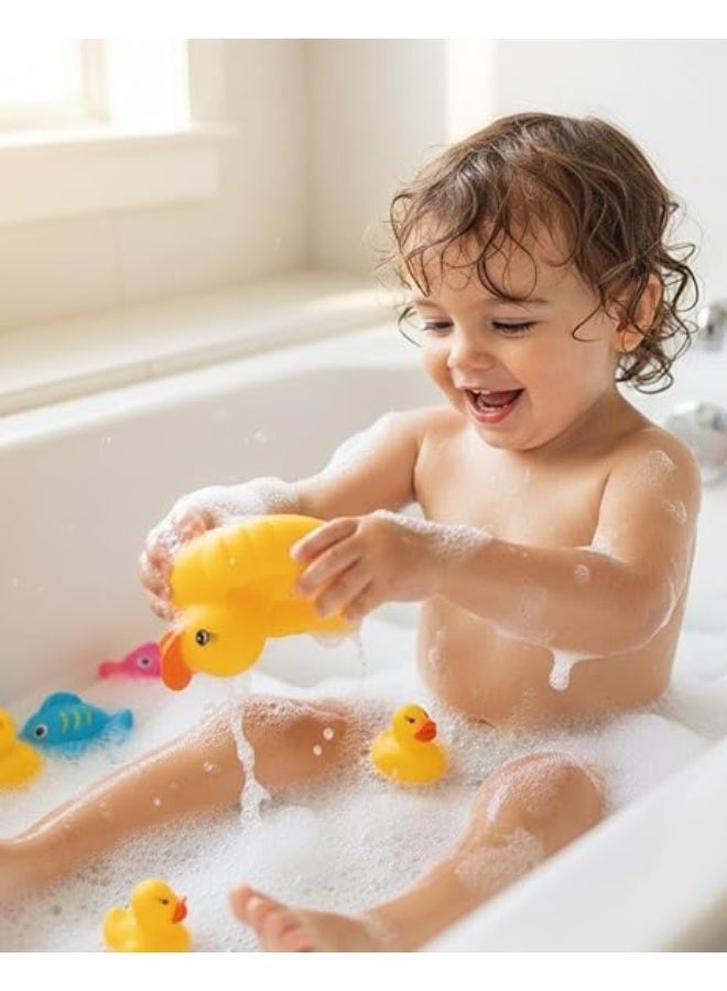 سبيس شوب طقم ألعاب الاستحمام البط المطاطي بطة أم كبيرة طافية مع 3 بطات صغيرة ألعاب مائية للعائلة تصدر صوتاً عند الضغط عليها - Image 2