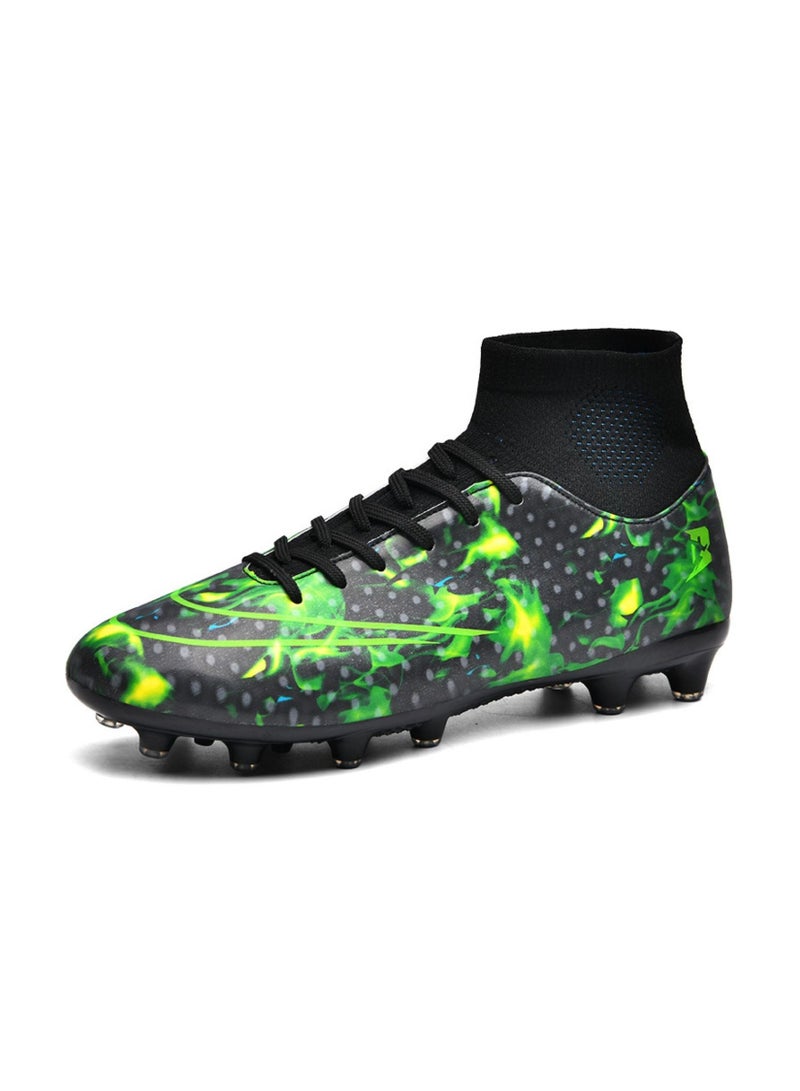 Loquat High-Top Cleats Competition Sports Football Shoes Black/Green  - Image 1