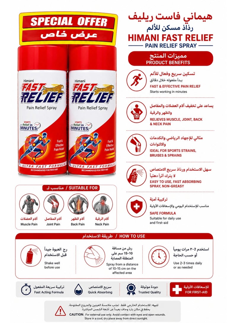 Himani Fast Relief Pain Relief Spray, 150ml - Set of 2 for Muscle & Joint Pain - Image 2