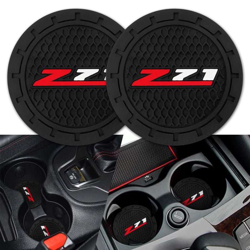 BFIVEANTE Car Cup Holder Coaster for Chevrolet Z71,Silicone Cupholder Coaster,Car Interior Accessories,2.76 Inch 2 Pieces - Image 1