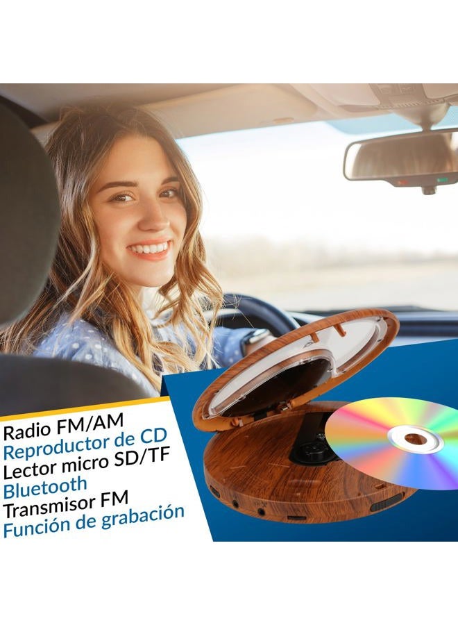 KLIM Discover Wood + Portable CD Player + New + Discman with Long Battery Life and Headphones + Portable FM Radio Compatible with MP3, SD Card, Bluetooth + Ideal for Cars - Image 2