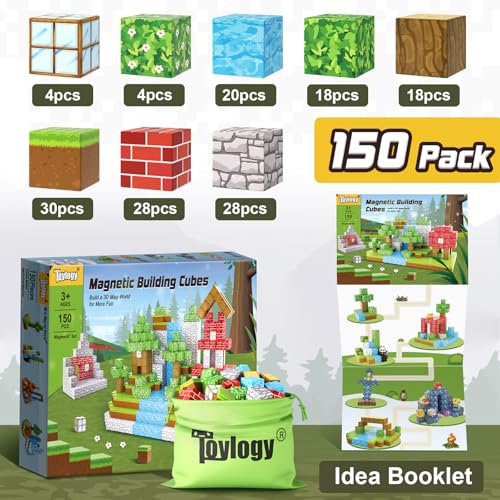 Toylogy 150PCS Magnetic BlocksBuild Mine Magnet World Forest Edition Kids Games for BoysGirls Age 35 48 68 Magnetic Sensory STEM Toys Tiles for Toddlers Gifts for 3 Years Old Ideal Construction Toys - Image 5