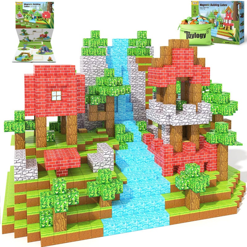 Toylogy 150PCS Magnetic BlocksBuild Mine Magnet World Forest Edition Kids Games for BoysGirls Age 35 48 68 Magnetic Sensory STEM Toys Tiles for Toddlers Gifts for 3 Years Old Ideal Construction Toys - Image 2