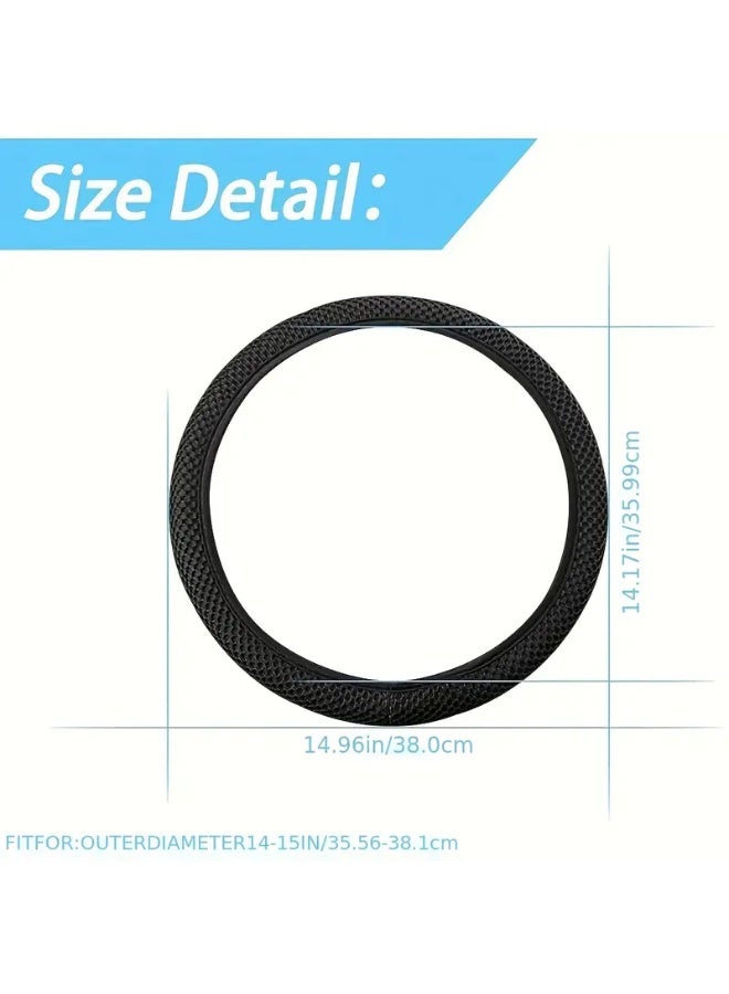Lyaxm Car Steering Wheel Cover Ice Silk Stretch Breathable Non-slip Steering Wheel Cover For Easy Installation And Removal Universal Automobile Interior Accessories(Black) - Image 3
