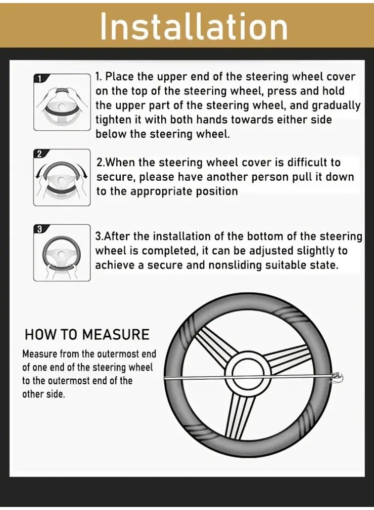 Lyaxm Car Steering Wheel Cover Ice Silk Stretch Breathable Non-slip Steering Wheel Cover For Easy Installation And Removal Universal Automobile Interior Accessories(Black) - Image 2