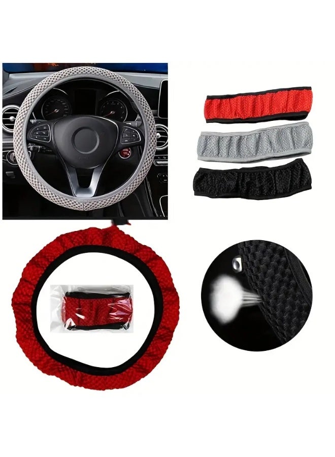 Lyaxm Car Steering Wheel Cover Ice Silk Stretch Breathable Non-slip Steering Wheel Cover For Easy Installation And Removal Universal Automobile Interior Accessories(Black) - Image 4