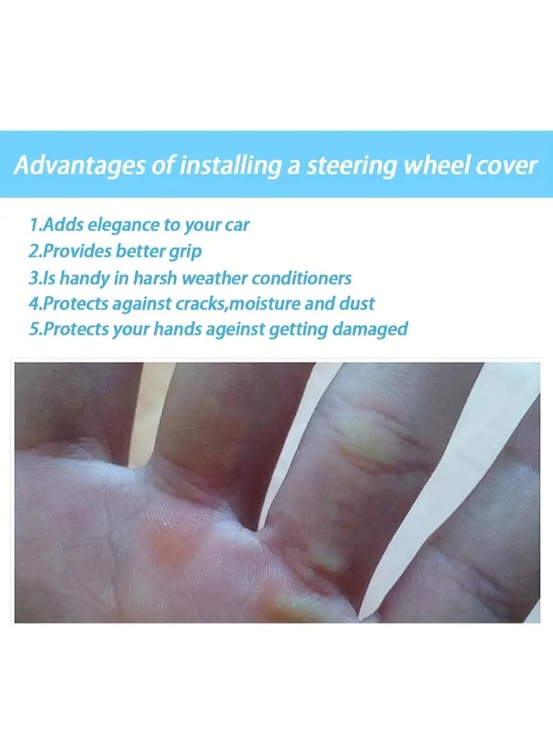 Lyaxm Car Steering Wheel Cover Ice Silk Stretch Breathable Non-slip Steering Wheel Cover For Easy Installation And Removal Universal Automobile Interior Accessories(Black) - Image 5