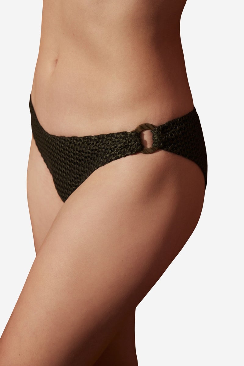PENTI Dark Parker Accessory Detail V-Cut Bikini Bottoms - Image 1