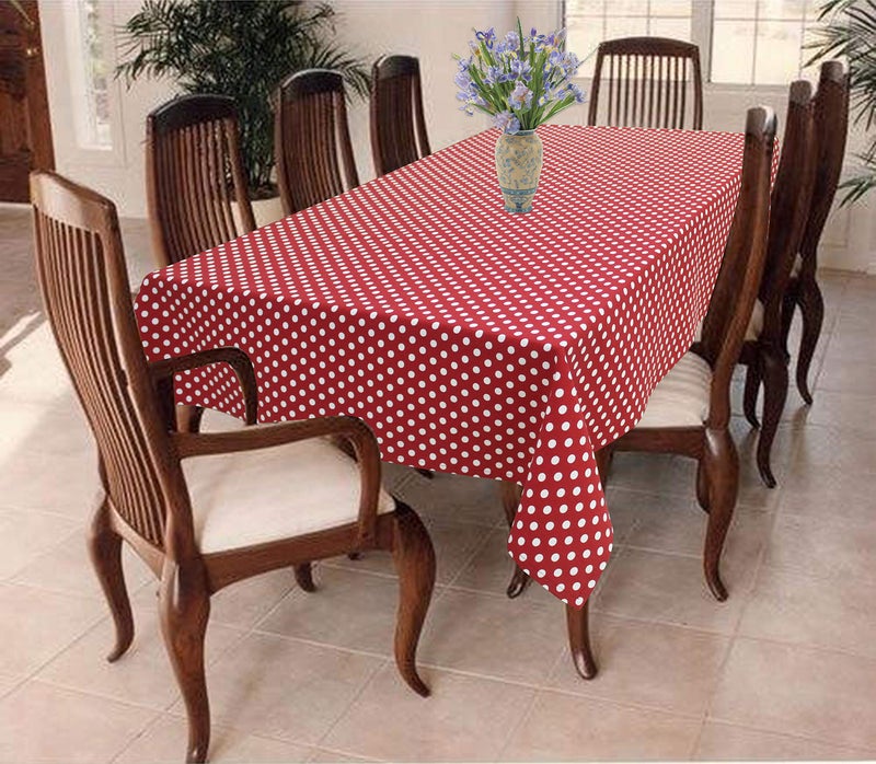 Airwill 100% Cotton Polka Pattern 8 Seater Rectangle Table Cover Sized, 56x95 inches (Red,White, Pack of 1) - Image 5
