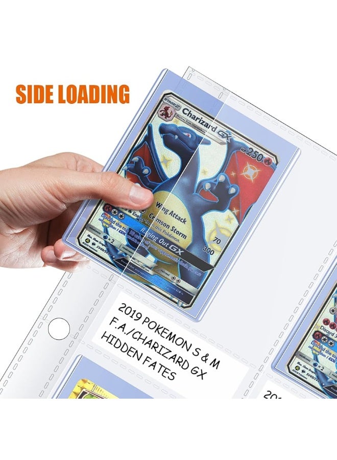 tutata 4 Pocket Toploader Sleeves, Trading Card Binder Pages, Baseball Card Storage Sleeves for 3 Ring Binder-50 Pages - Image 1