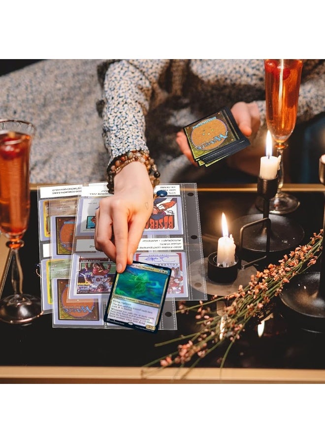 tutata 4 Pocket Toploader Sleeves, Trading Card Binder Pages, Baseball Card Storage Sleeves for 3 Ring Binder-50 Pages - Image 3