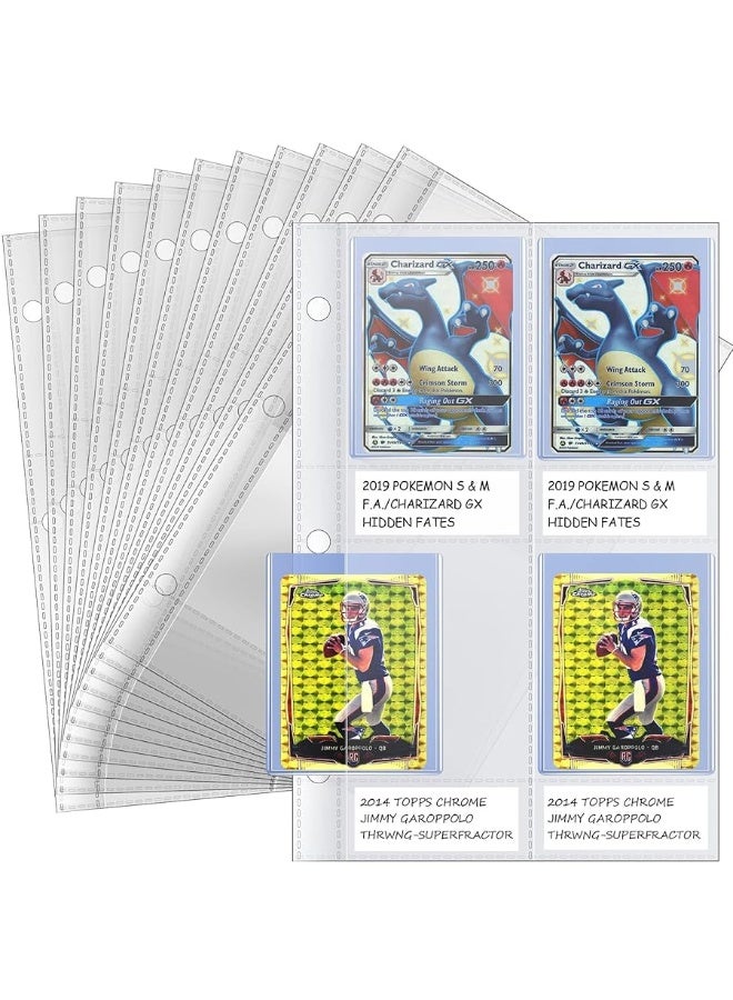 tutata 4 Pocket Toploader Sleeves, Trading Card Binder Pages, Baseball Card Storage Sleeves for 3 Ring Binder-50 Pages - Image 5