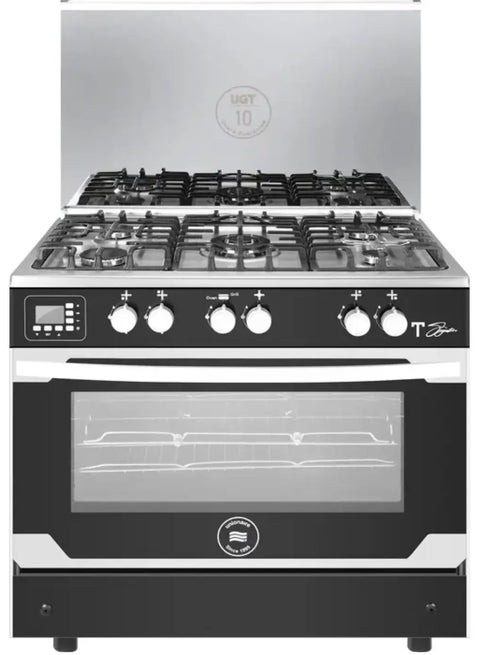Unionaire Gas Cooker, 5 Burners, T-Signature Smart 60 x 90 cm, Full Safety, Fan, Stainless Steel/Black C69SS-GC-447-ITSF-2W-TS-AL -