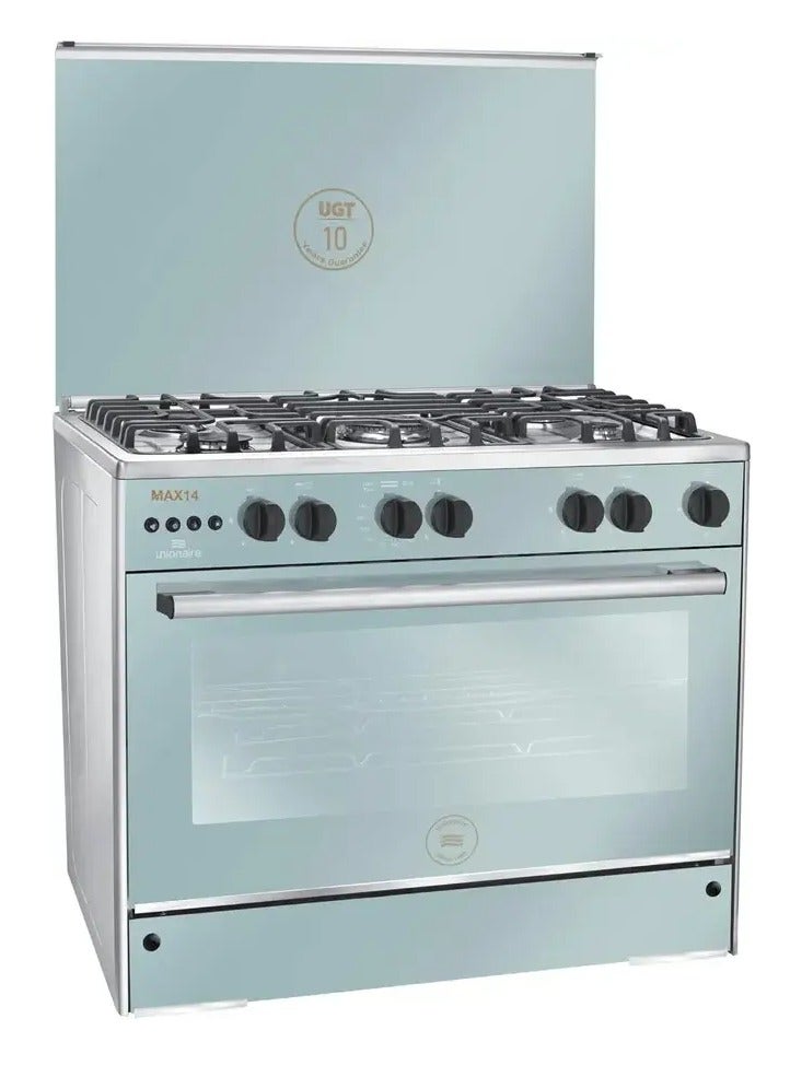 UNIONAIRE 5-burner gas cooker, Unionaire Max 14, full safety features, 60/90 cm size, cast iron grates, digital timer, 2 knobs for oven and grill, stainless steel - Image 2