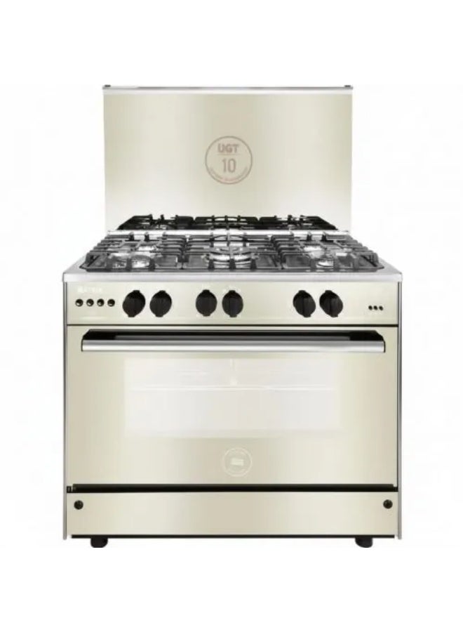 Unionaire Max 14 5-burner gas cooker, 60/90 cm, full safety features, cast iron grates, digital timer, 2 oven and grill knobs, stainless steel - Image 2