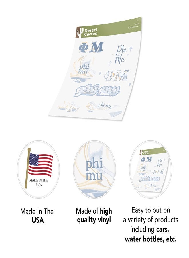 Desert Cactus Phi Mu Sorority Sticker Vinyl Decal Laptop Water Bottle Car (Marble Sheet) - Image 4