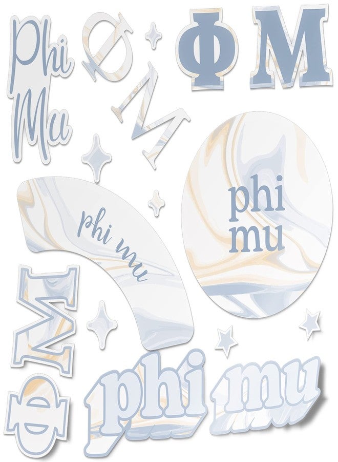 Desert Cactus Phi Mu Sorority Sticker Vinyl Decal Laptop Water Bottle Car (Marble Sheet) - Image 1