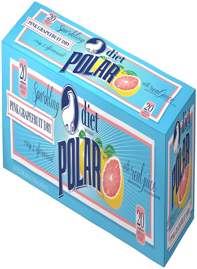 Polar Beverages Dry Juice, Diet Pink Grapefruit, 12 Fluid Ounce (Pack of 12) - Image 1