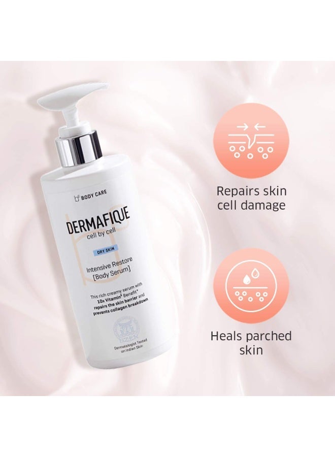 Dermafique Intensive Restore Body Lotion Serum with Vitamin E – 300ml, Body Lotion for Dry Skin, with 10x Vitamin E Benefits & Deep Hydration, Moisturizer for Body | Dermatologist Tested (Pack of 2) - Image 2