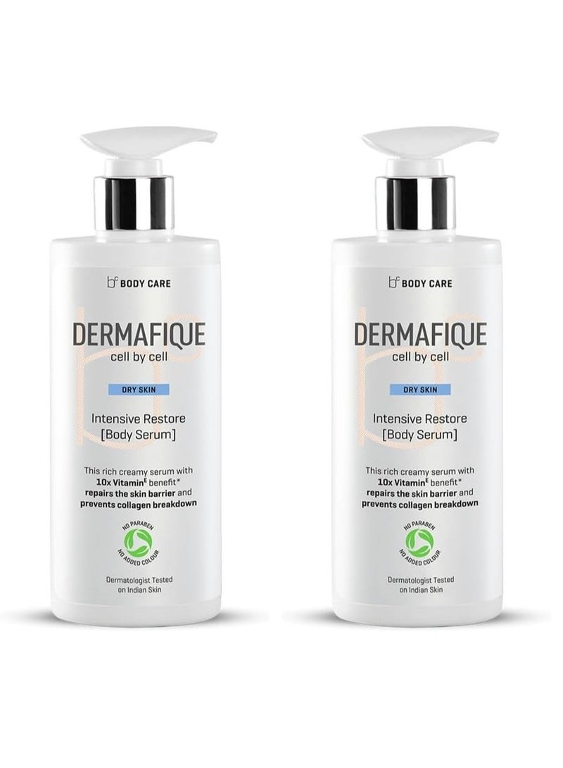 Dermafique Intensive Restore Body Lotion Serum with Vitamin E – 300ml, Body Lotion for Dry Skin, with 10x Vitamin E Benefits & Deep Hydration, Moisturizer for Body | Dermatologist Tested (Pack of 2) - Image 1