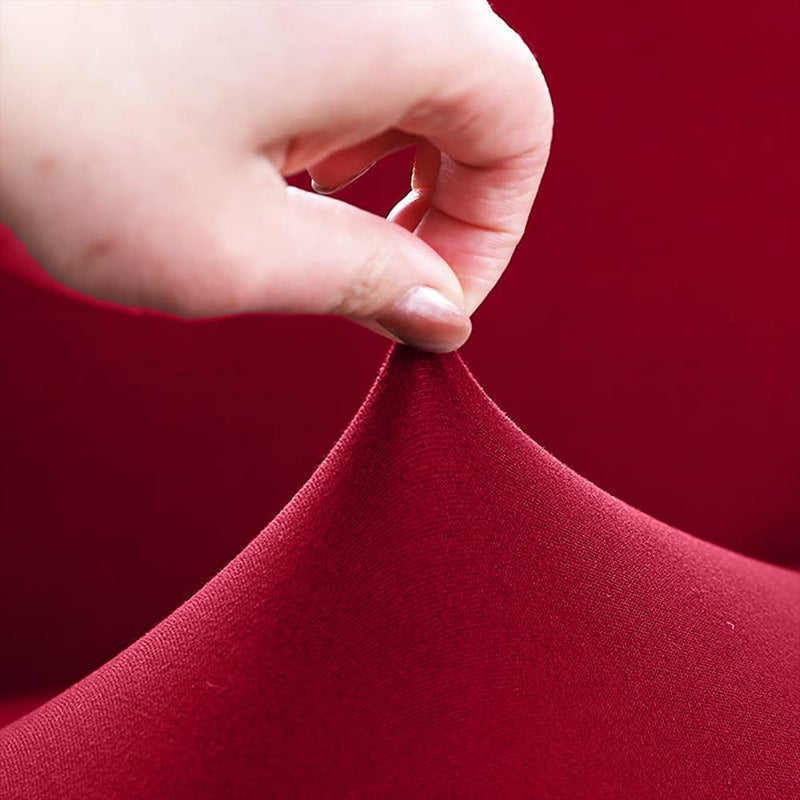 LUXTON HOME Universal Elastic Sofa Cover Stretchable Slipcover for Any Type of Sofa or Couch Spandex Jacquard Fabric Easy Installation Washable Living RoomOffice Wine Red Three Seater - Image 4