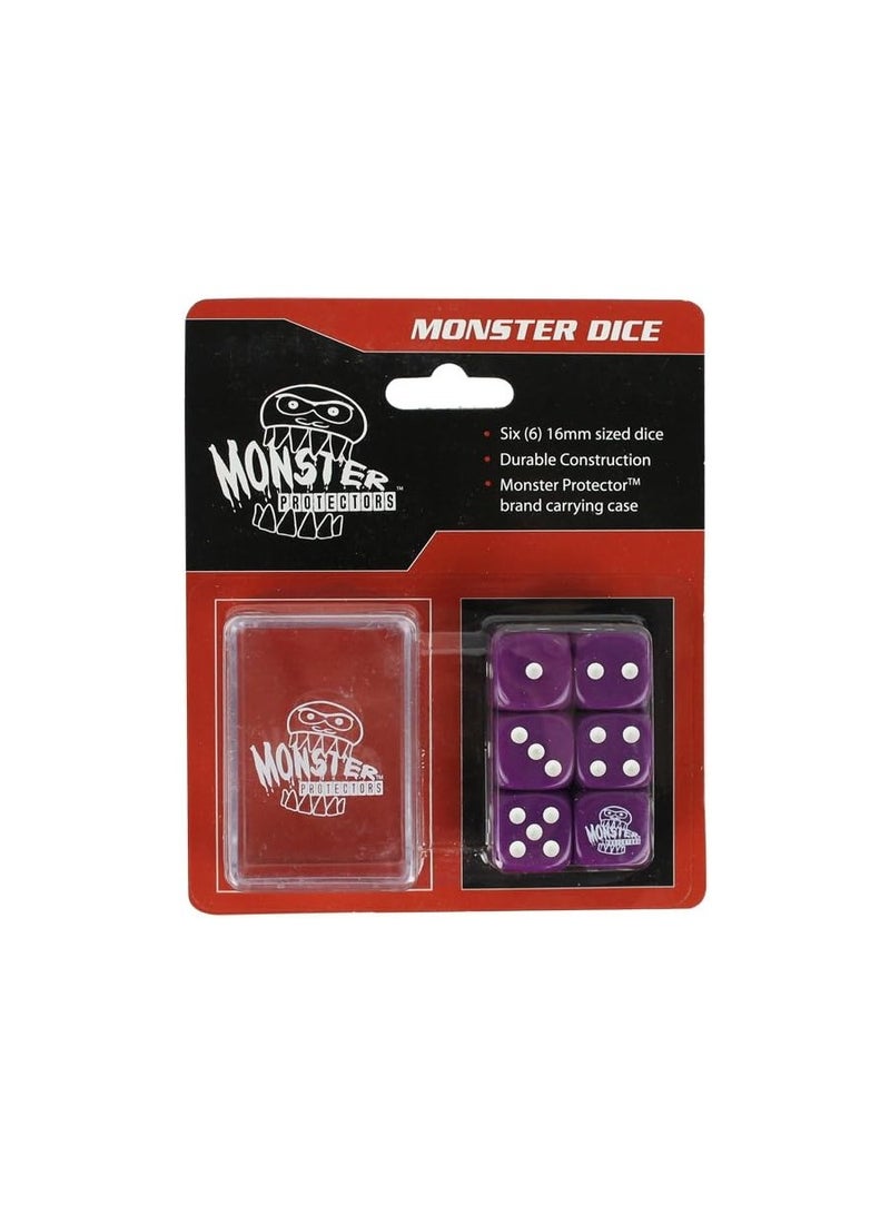 Monster Protectors Dice - Monster Protectors Set of 6 D6 Logo Die with Pocket Carrying Case (Purple) 