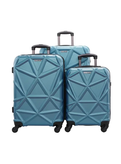 PARAJOHN Matrix ABS Material 3-Piece Hardsided Luggage Set | 4-Wheel Spinner Trolley | Small (10kg), Medium (20kg), Large (30kg] blue