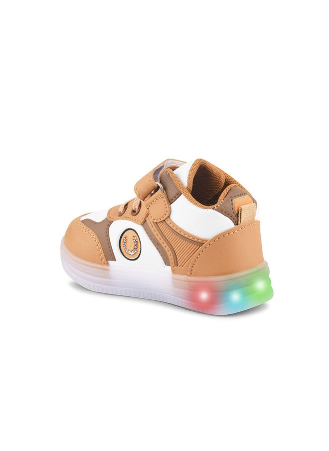 KATS Unisex Kids Beige LED Sneakers with Velcro Closure - Image 3