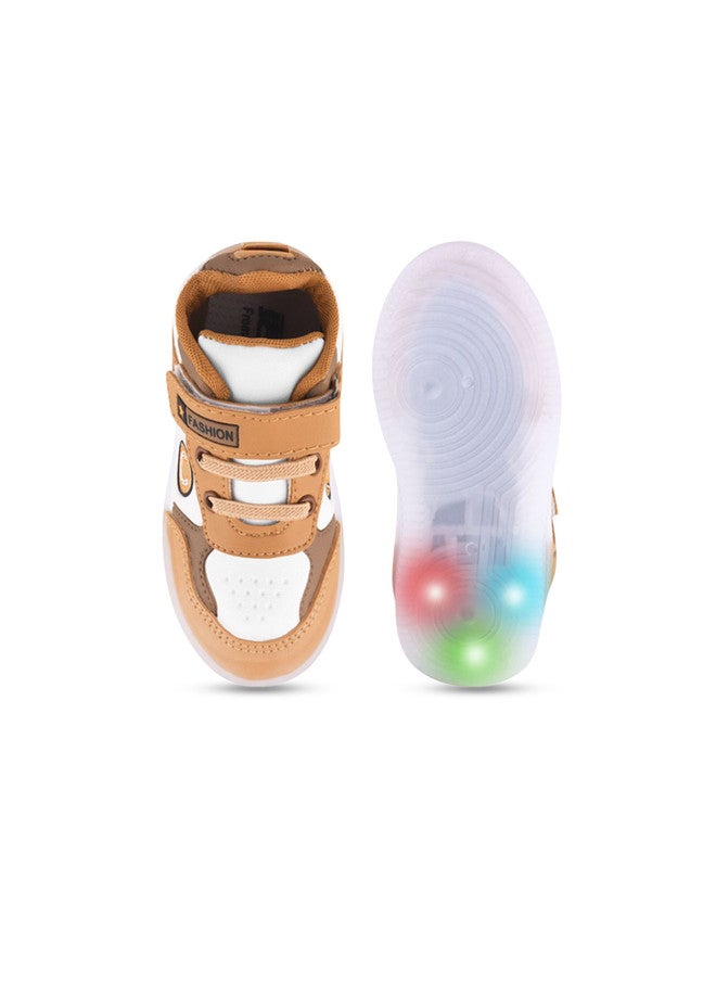 KATS Unisex Kids Beige LED Sneakers with Velcro Closure - Image 5