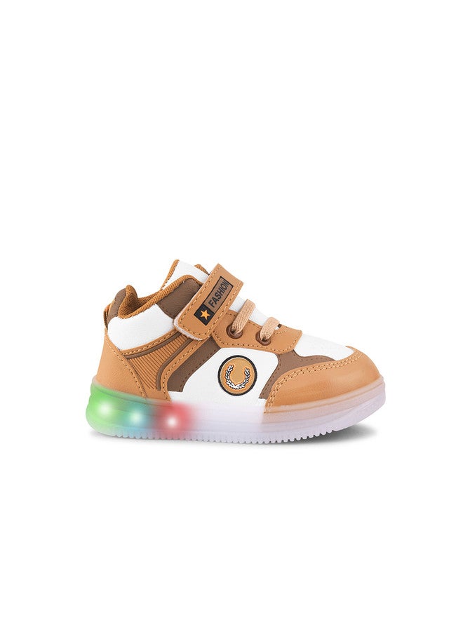 KATS Unisex Kids Beige LED Sneakers with Velcro Closure - Image 4