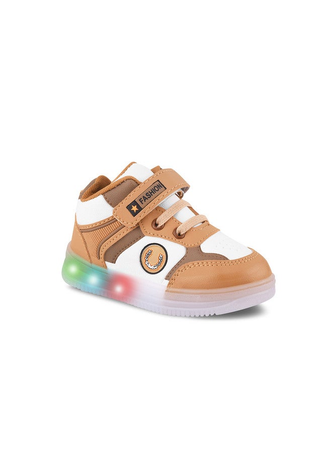KATS Unisex Kids Beige LED Sneakers with Velcro Closure - Image 2