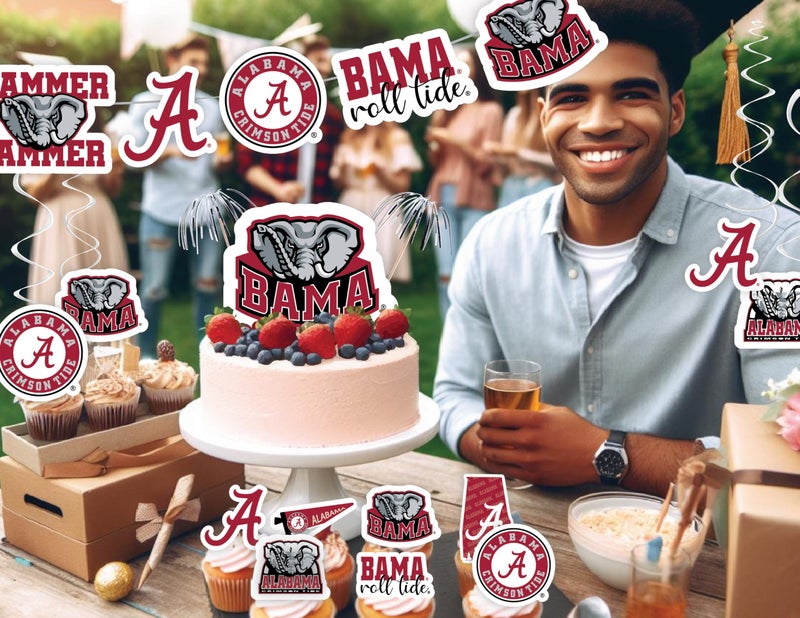 PartyKandy Alabama Party Supplies (42 Pieces) for Alabama Crimson Tide Party Decorations for Graduation  Tailgating  Birthday Party UA Banner and University of Alabama Cupcake Toppers (Alabama Crimson Tide) - Image 2