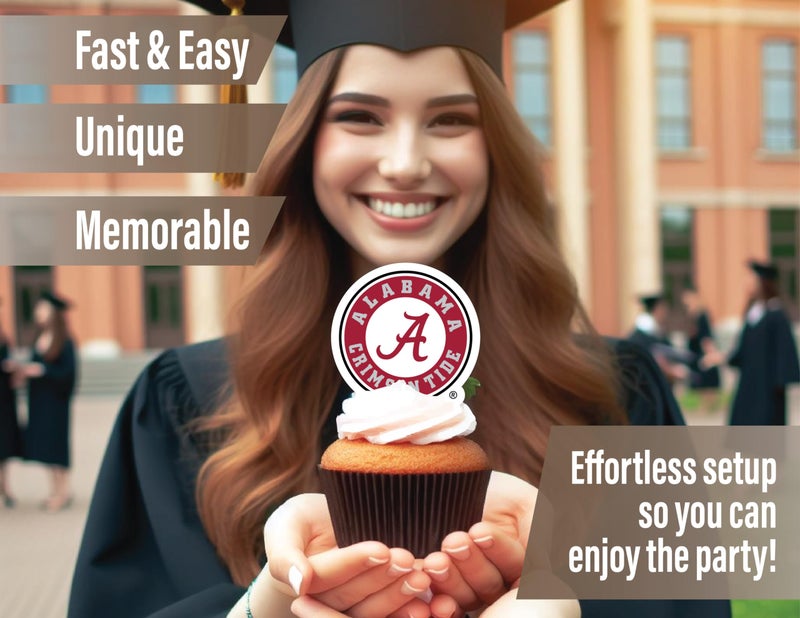 PartyKandy Alabama Party Supplies (42 Pieces) for Alabama Crimson Tide Party Decorations for Graduation  Tailgating  Birthday Party UA Banner and University of Alabama Cupcake Toppers (Alabama Crimson Tide) - Image 3