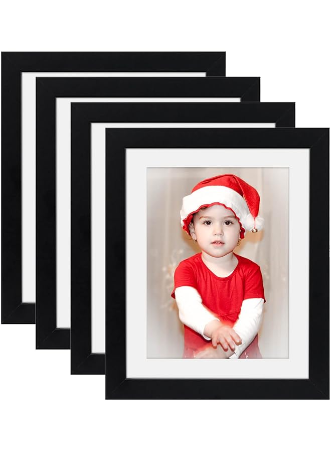 The Bros إطارات صور سوداء 8x10 من الخشب الصلب لعرض الصور 6x8 مع إطار أو 8x10 بدون إطار لمجموعة إطارات الصور للجدران والطاولات (4 عبوات) - Image 1