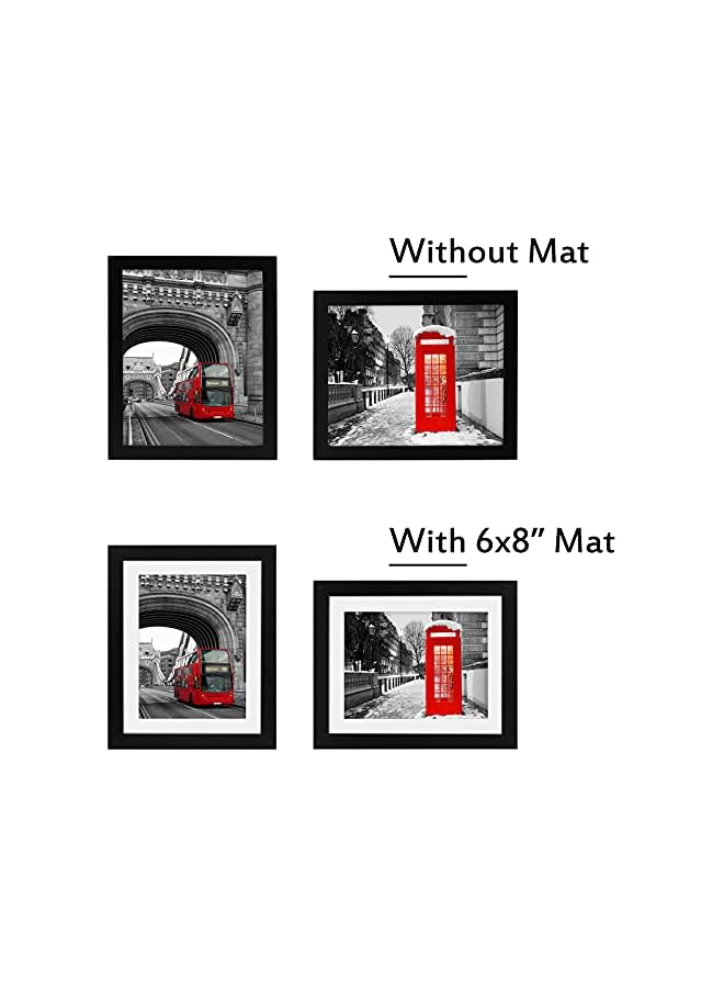 The Bros إطارات صور سوداء 8x10 من الخشب الصلب لعرض الصور 6x8 مع إطار أو 8x10 بدون إطار لمجموعة إطارات الصور للجدران والطاولات (4 عبوات) - Image 4