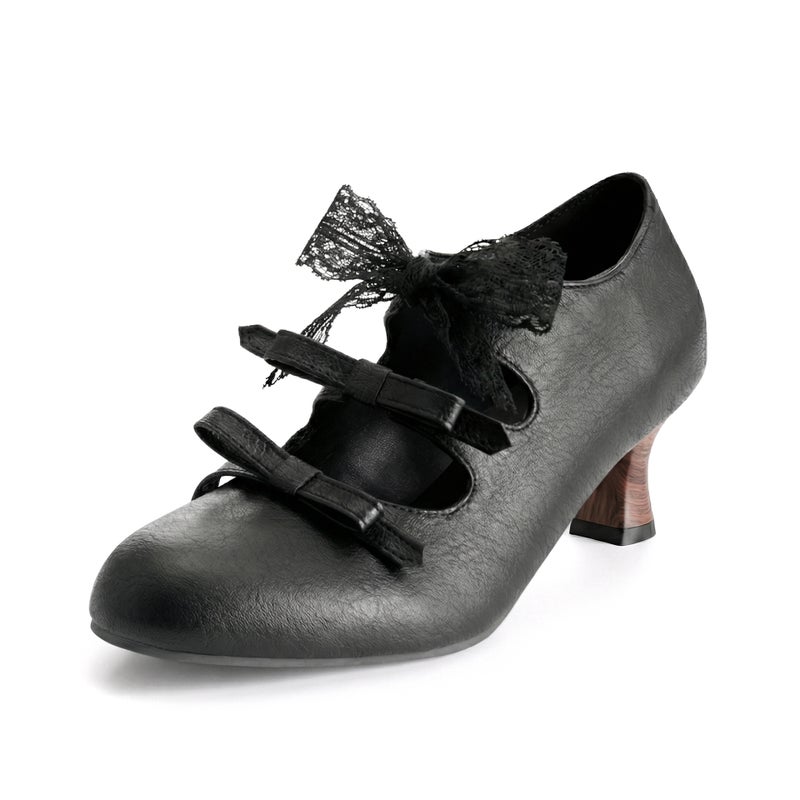 Model 2026 Sweet Bowknot Single Shoes, Sizes 32-50, Lace-Up High Heels - Image 1