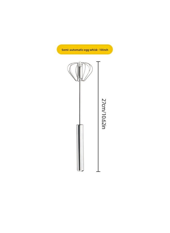Generic A Generation Of Stainless Steel Manual Egg Beater Household Semi-automatic Hand-held Milk Foam Spring Mixing Baking Tool-Color:10 Inch Semi-automatic Egg Beater  - Image 1