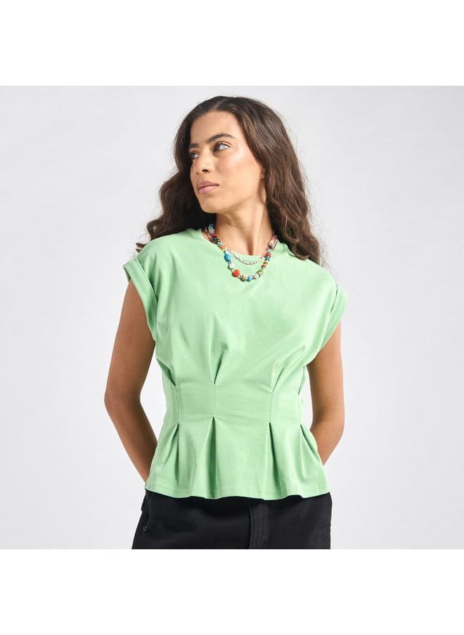 FAV Solid T-shirt with Pleat Detail  - Image 1