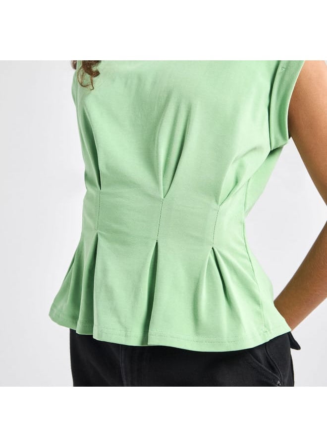 FAV Solid T-shirt with Pleat Detail  - Image 4