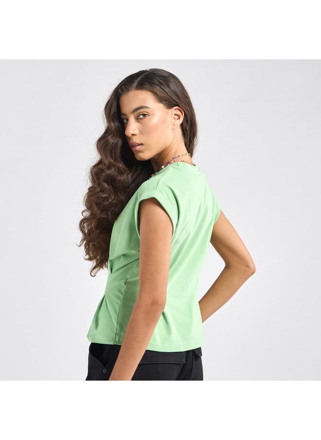 FAV Solid T-shirt with Pleat Detail  - Image 3