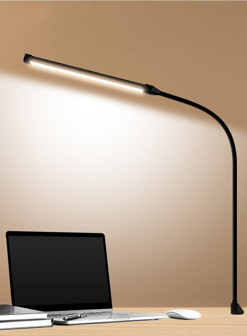 HOMESTAR LED Desk lamp with Clamp EyeCaring Clip on Lights for Home Office 3 Modes 10 Brightness Long Flexible Gooseneck Metal Swing Arm Architect Task Table Lamps Black - Image 1