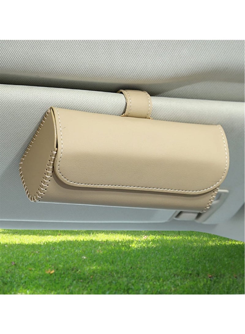 Generic Magnetic Sunglasses Storage Case for Car Beige  - Image 1